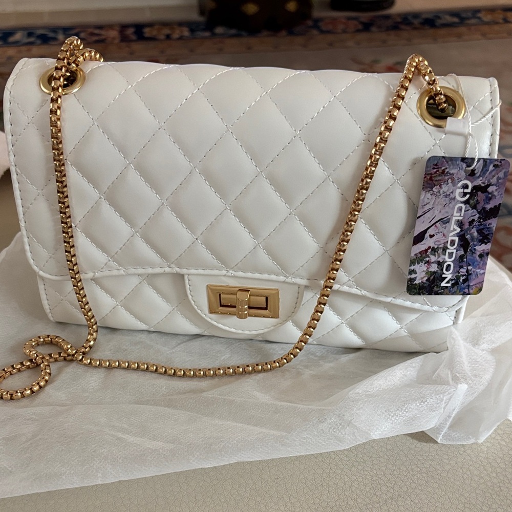 NWT- White Quilted Chain Bag